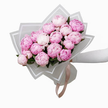 🌸 Elegant Pink Peony Bouquet – Wrapped in Modern Soft White Paper