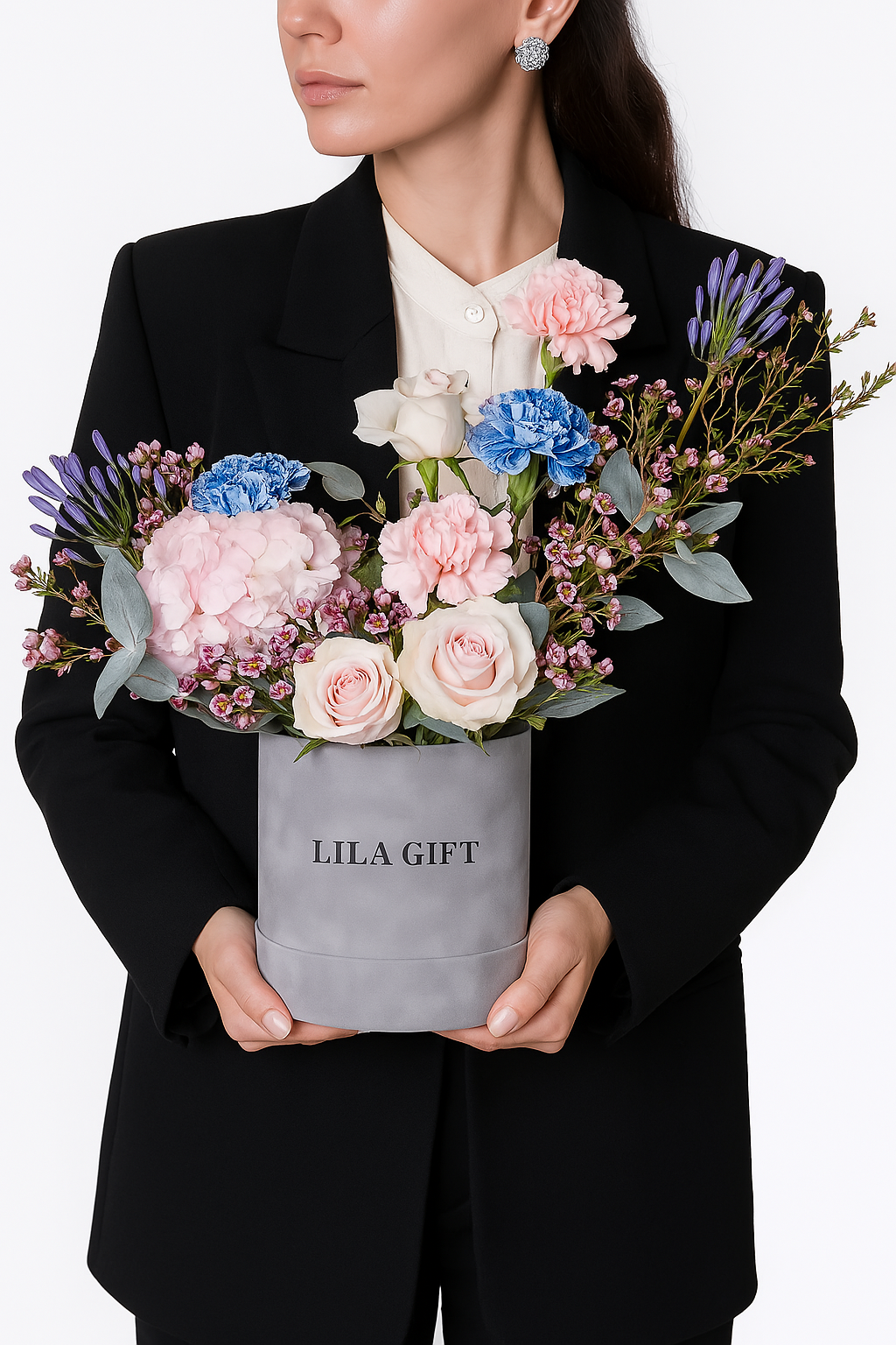🌸 Pastel Garden Box – Elegant Mixed Flower Arrangement in Designer Hatbox