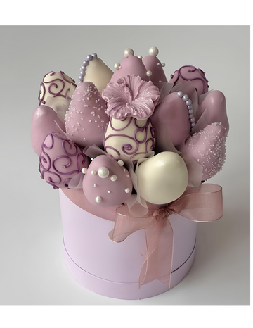 Elegant Pink Chocolate-Covered Strawberry Bouquet in Gift Box