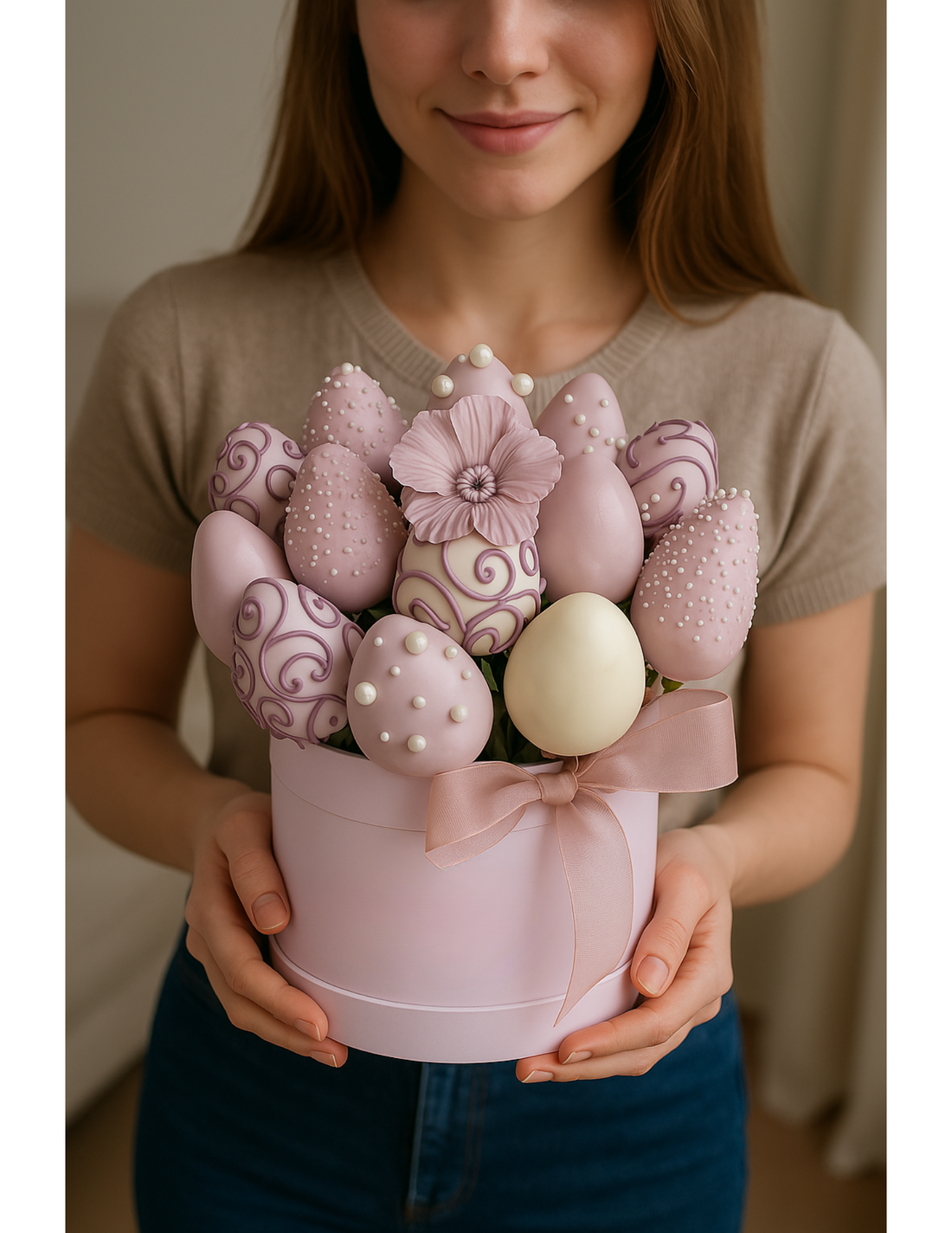 Elegant Pink Chocolate-Covered Strawberry Bouquet in Gift Box