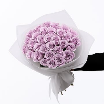 🌹 Lavender Rose Dream – Elegant Bouquet Wrapped in White