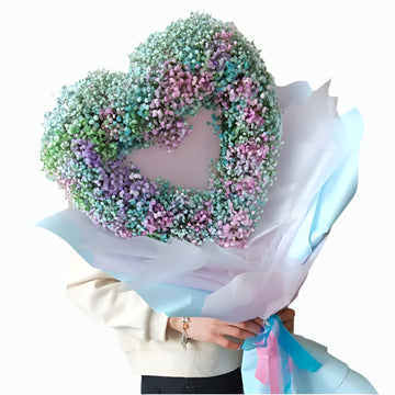 💜  Pastel Love: Heart-Shaped Baby's Breath Bouquet